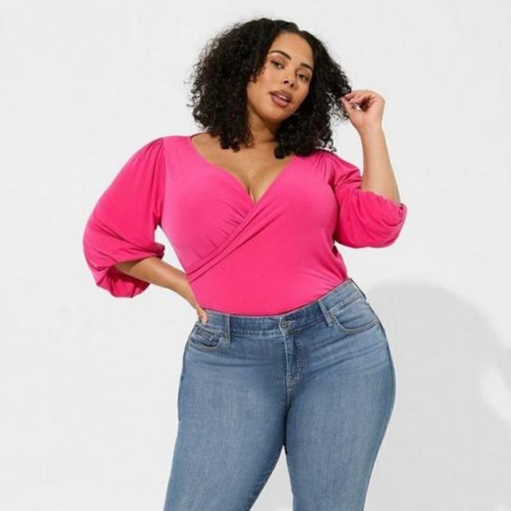 Torrid Studio Knit Surplice Long Sleeve Bodysuit